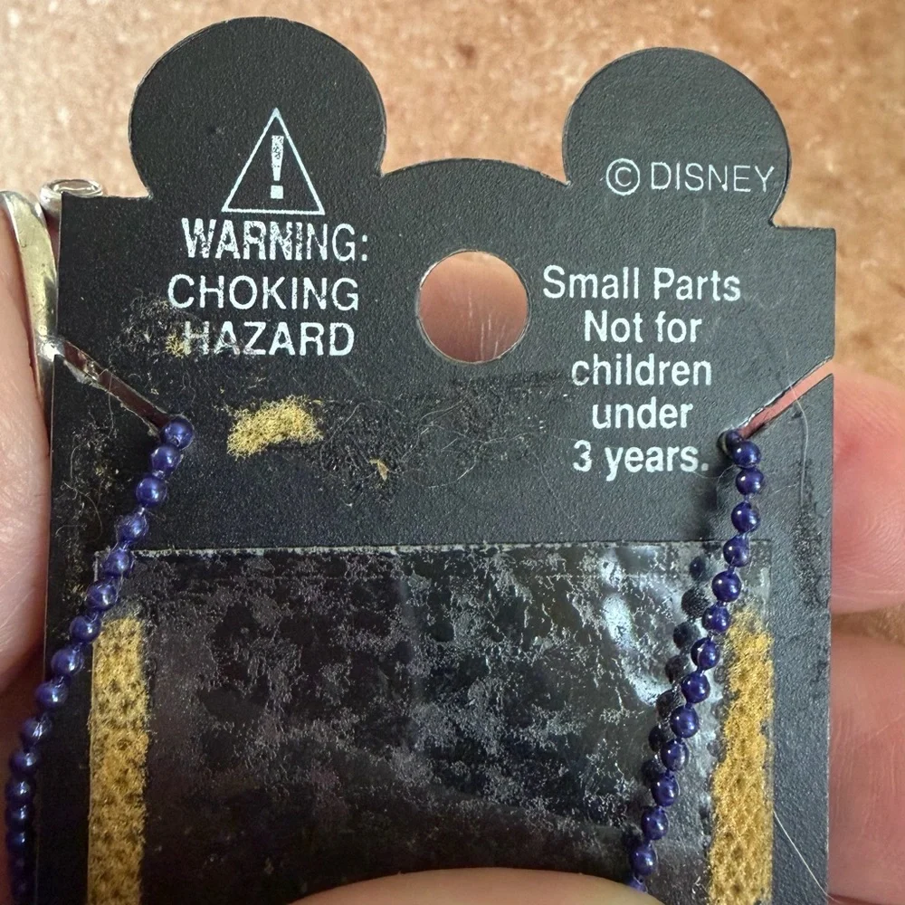 🎅🏻 SALE! Disney Mickey Mouse Head Pendant silver tone Necklace blue Sparkles